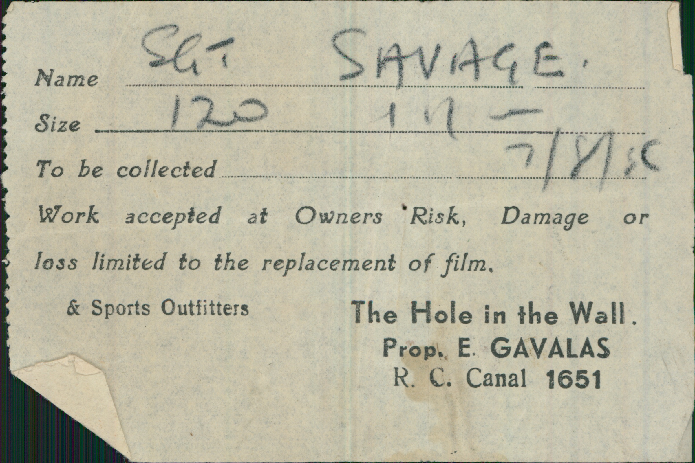 The Hole in the Wall photo receipt