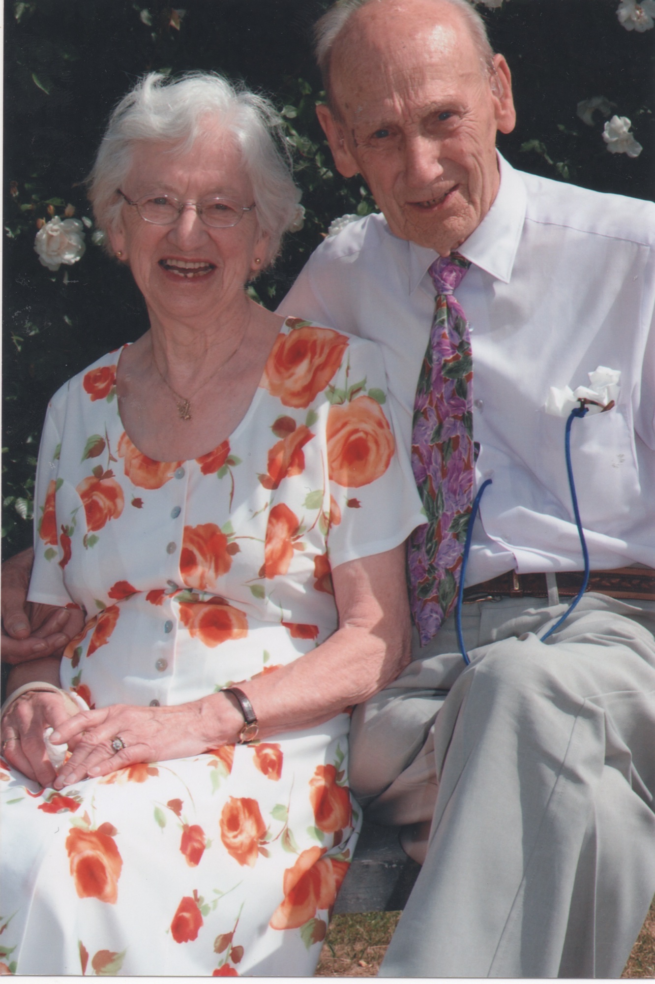 Charles and Maureen in old age at a family wedding, c.2000s