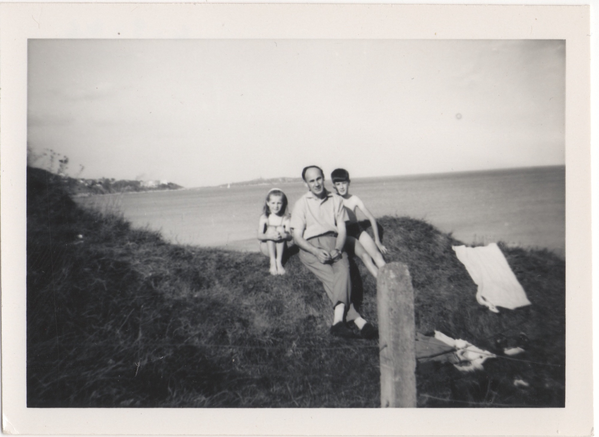 Charles with Paul and Sheena on a coastal bluff in the mid-1960s
