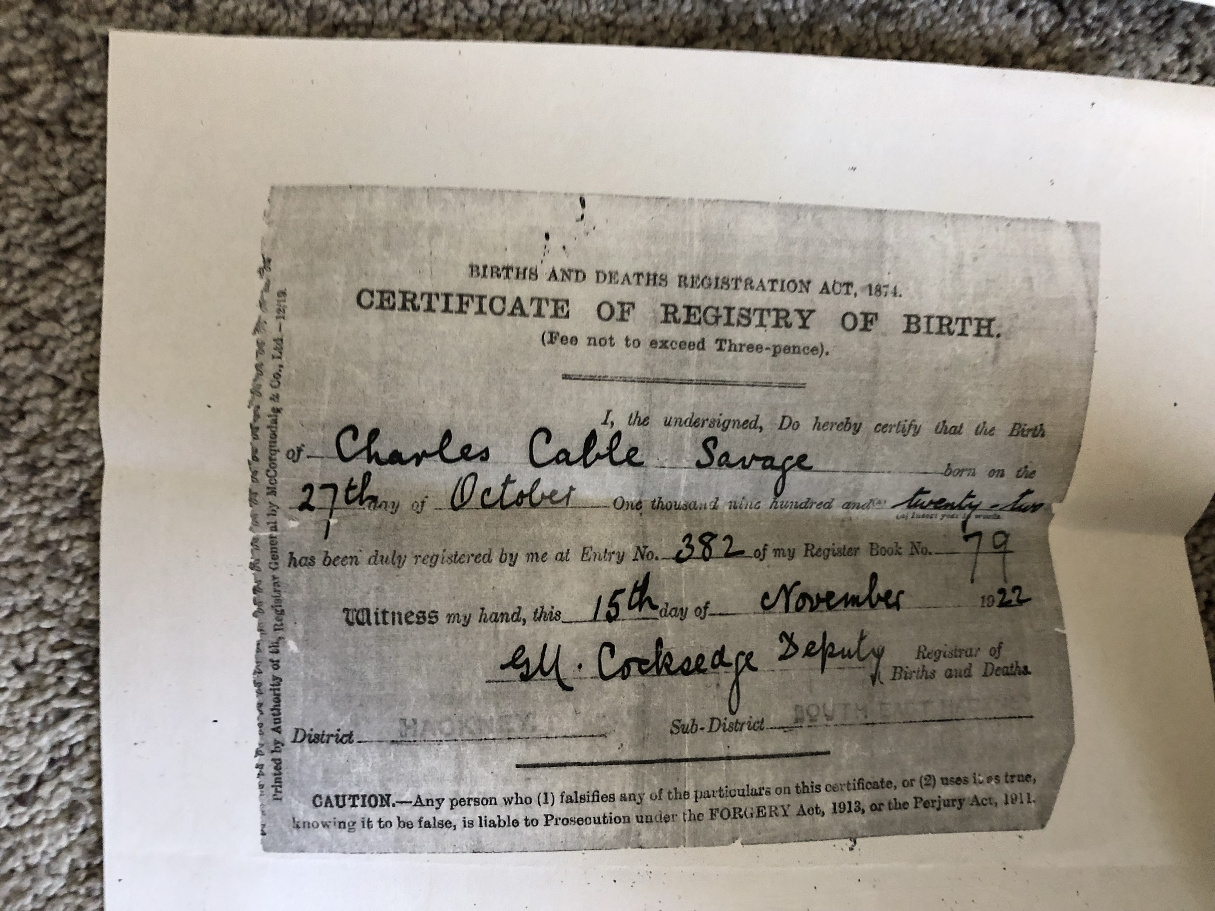 Birth certificate